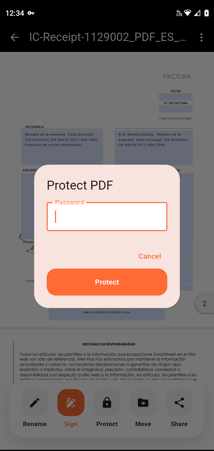 Protect PDF screen